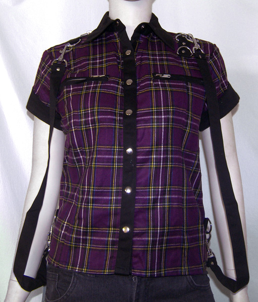 CAMISA ESCOCES MORADO CON CORREAS